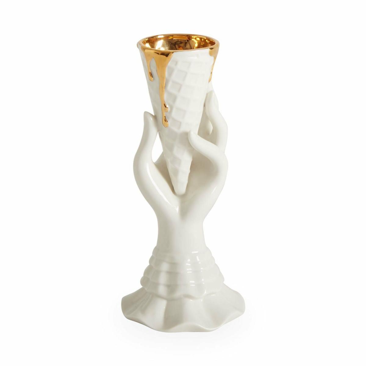 Vases | Gilded I-Scream Porcelain Vase, Gold Plated Home Accessories Vases