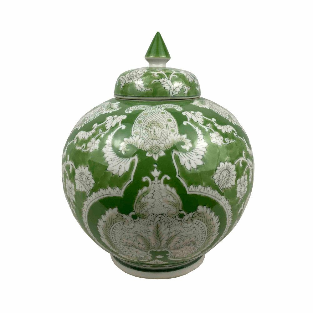 Vases | Lidded Vase Jar Botique Green Porcelain 27X27X32Cm Home Accessories Vases