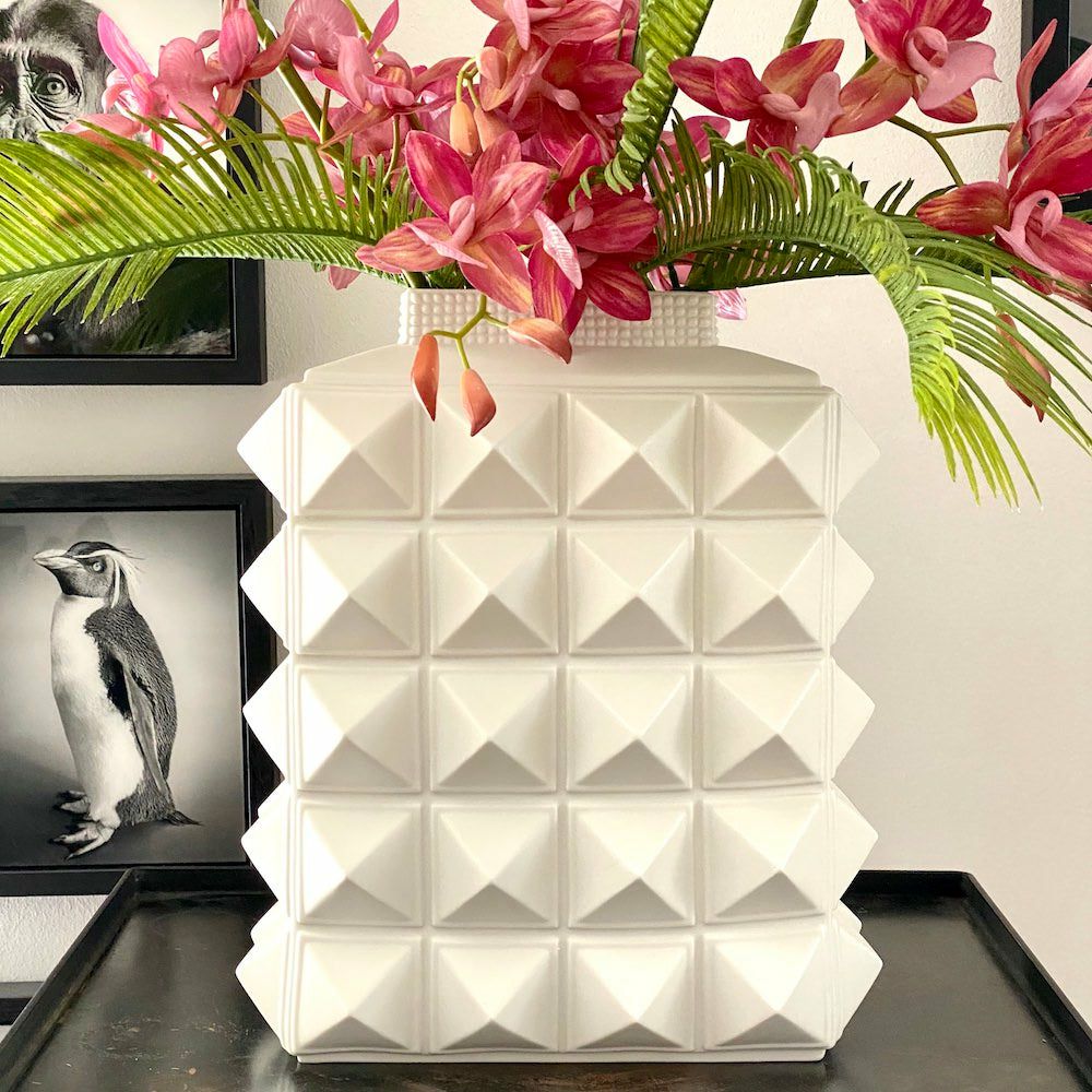 Vases | Vase Charade Studded In White Home Accessories Vases