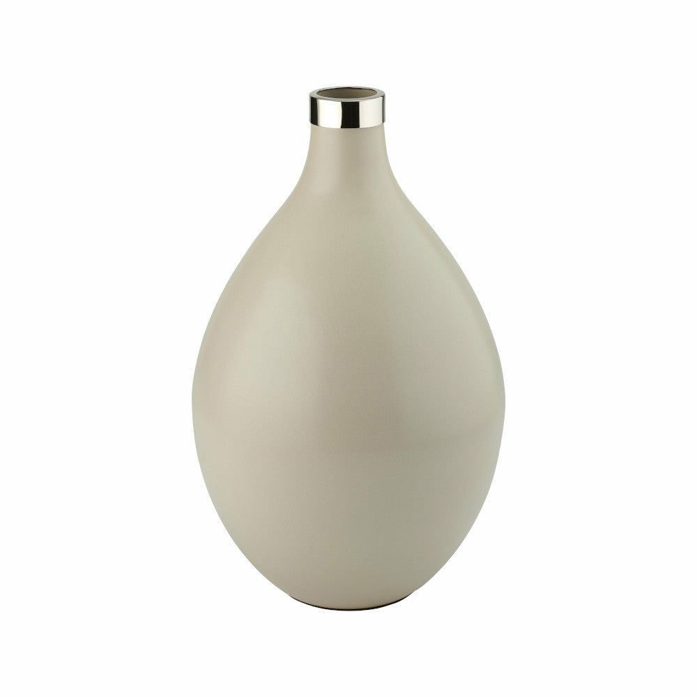 Vases | Vase Saigon L In Sandstone Silver Bulbous 40 Cm Home Accessories Vases